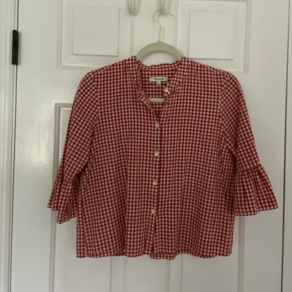 Red and White Gingham Blouse
